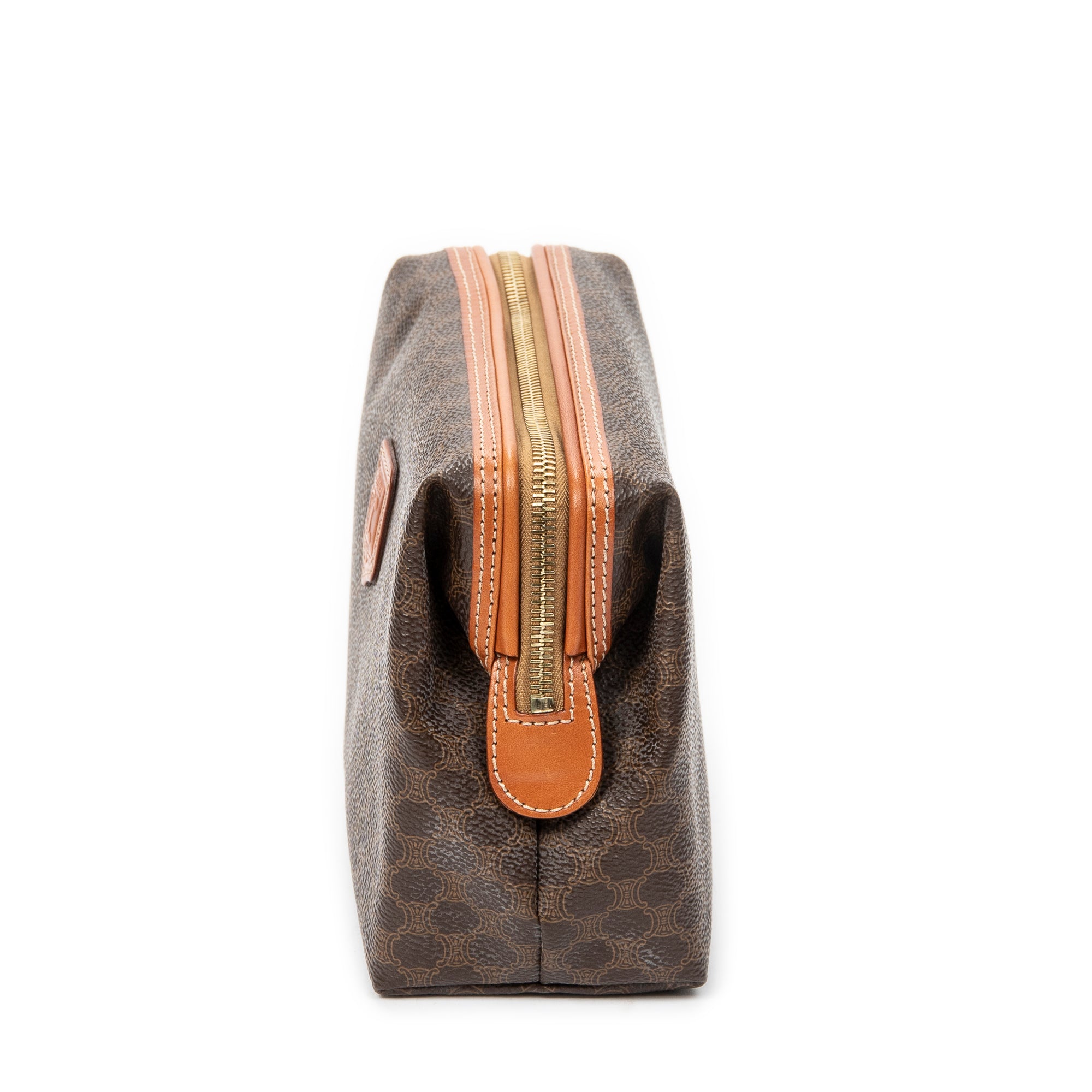Pouch Frame Toiletry Pouch Brown Macadam Coated Canvas