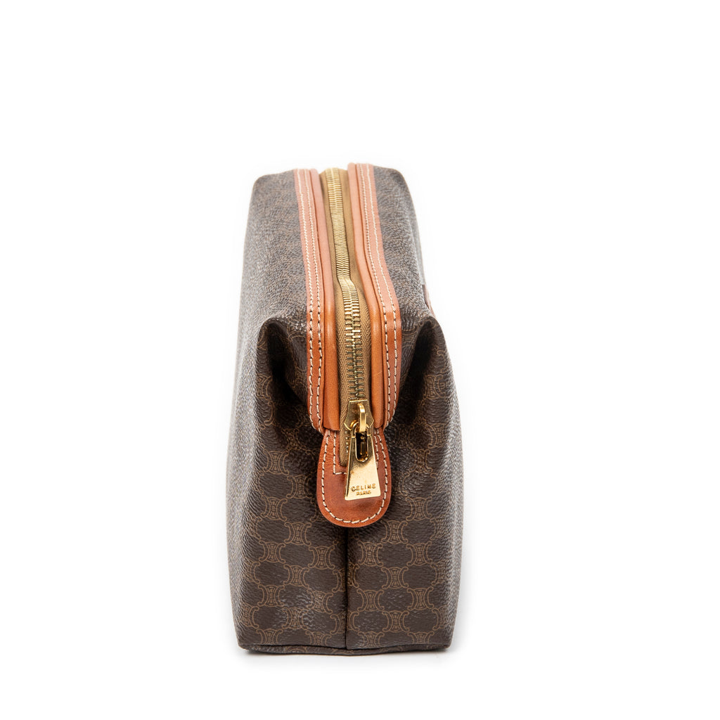 Pouch Frame Toiletry Pouch Brown Macadam Coated Canvas