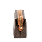 Pouch Frame Toiletry Pouch Brown Macadam Coated Canvas