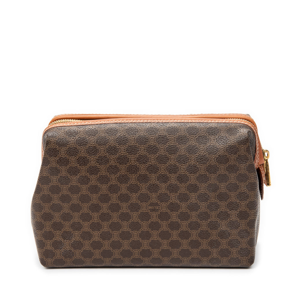 Pouch Frame Toiletry Pouch Brown Macadam Coated Canvas