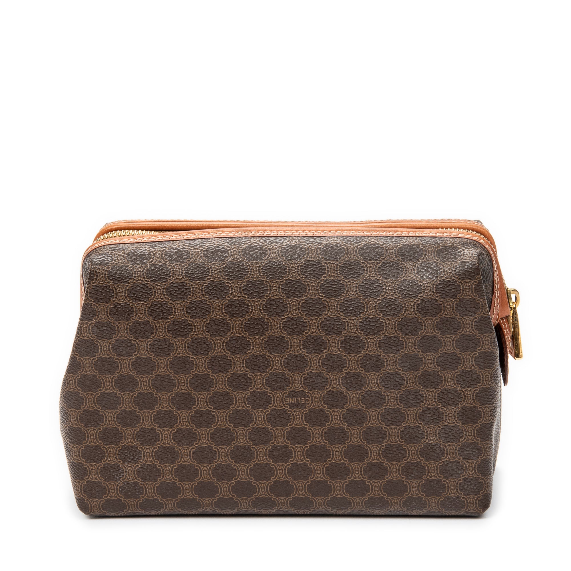 Pouch Frame Toiletry Pouch Brown Macadam Coated Canvas
