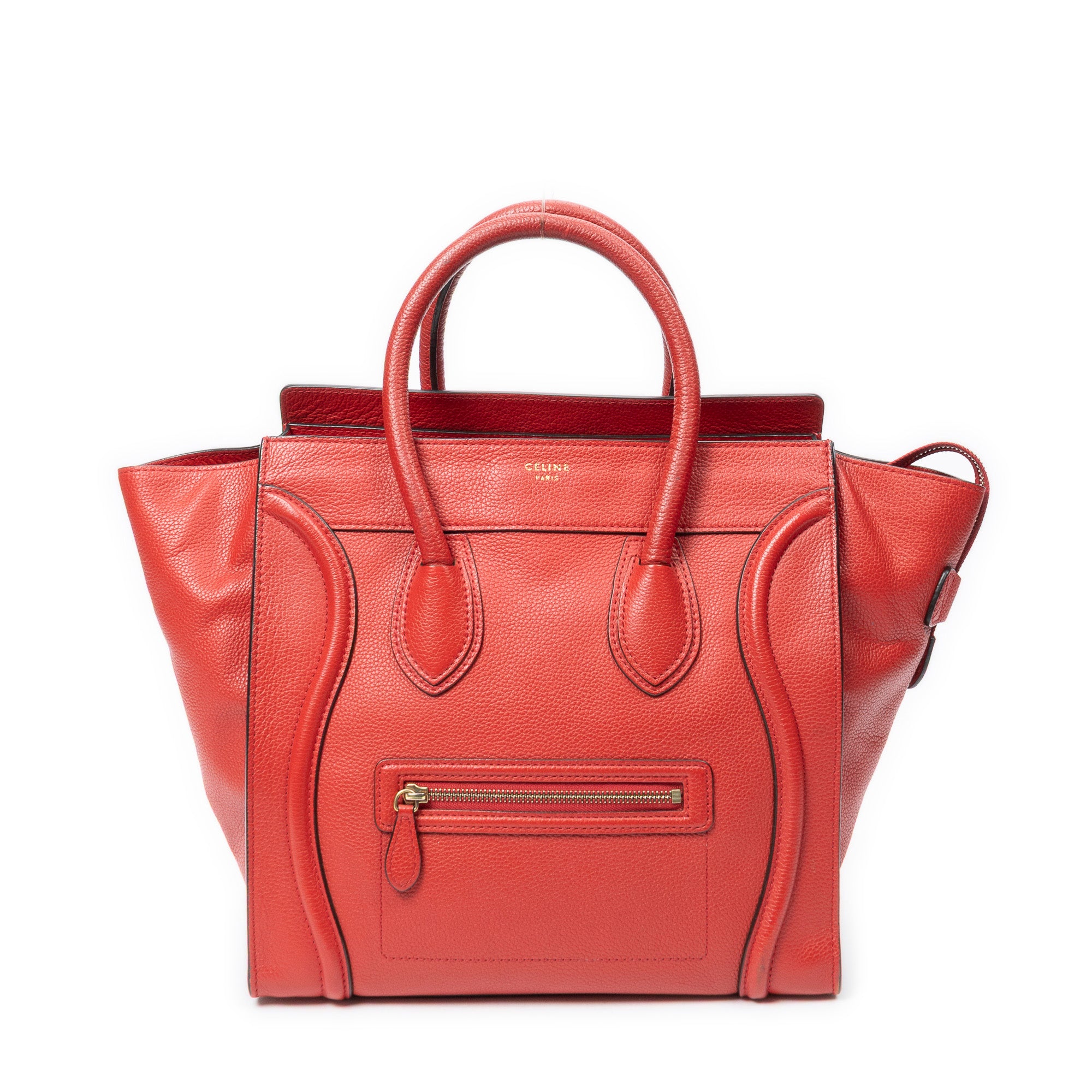 Shoulder Bag Mini Luggage Red Grained Leather