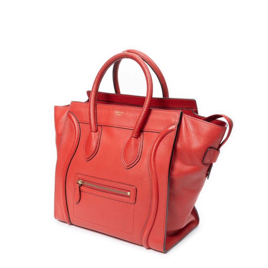 Shoulder Bag Mini Luggage Red Grained Leather