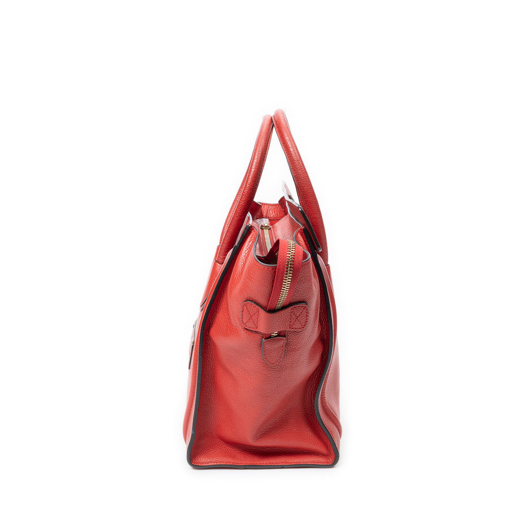 Shoulder Bag Mini Luggage Red Grained Leather