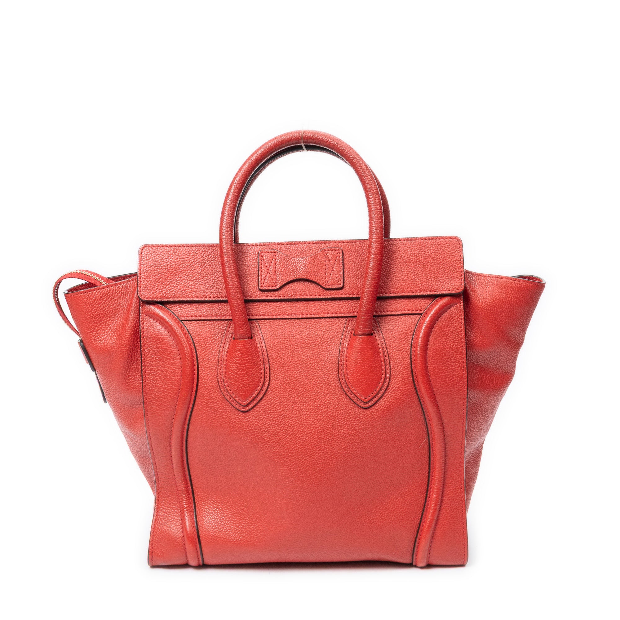 Shoulder Bag Mini Luggage Red Grained Leather
