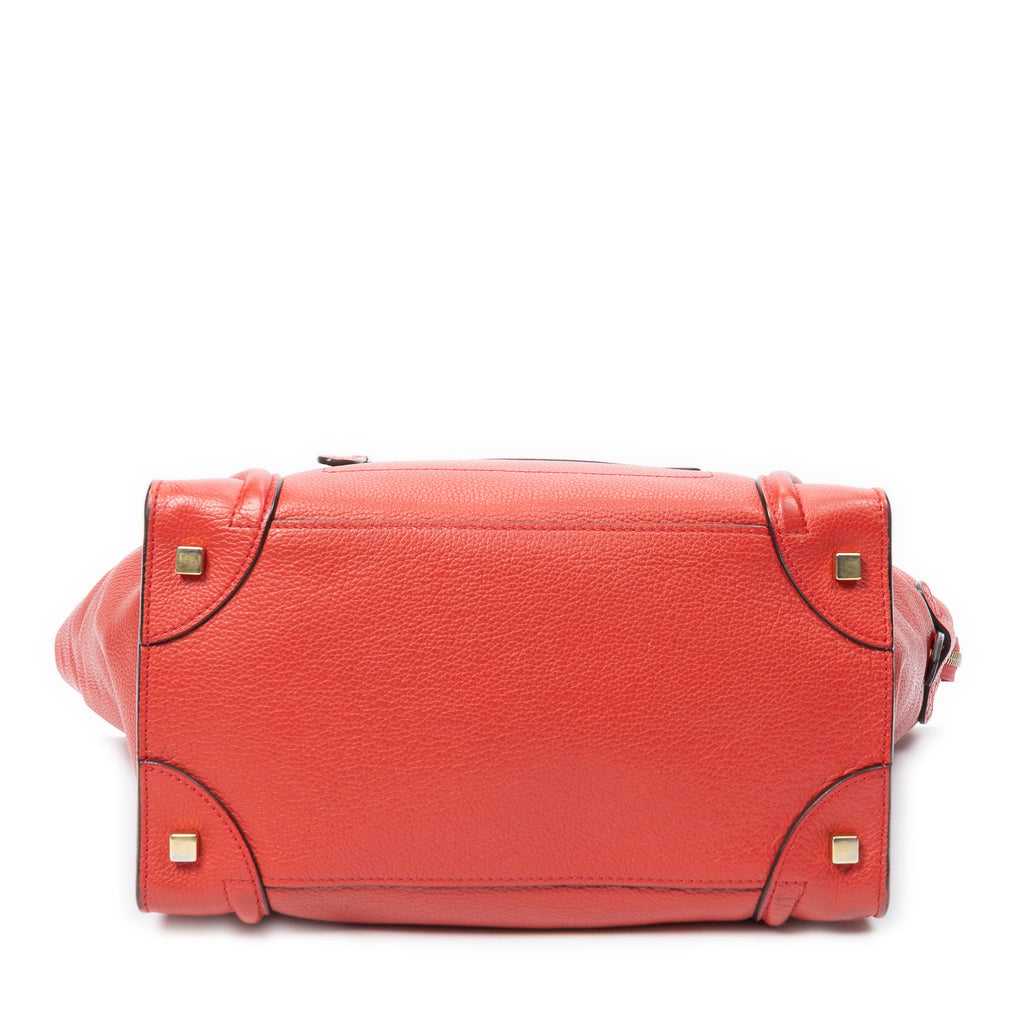 Shoulder Bag Mini Luggage Red Grained Leather