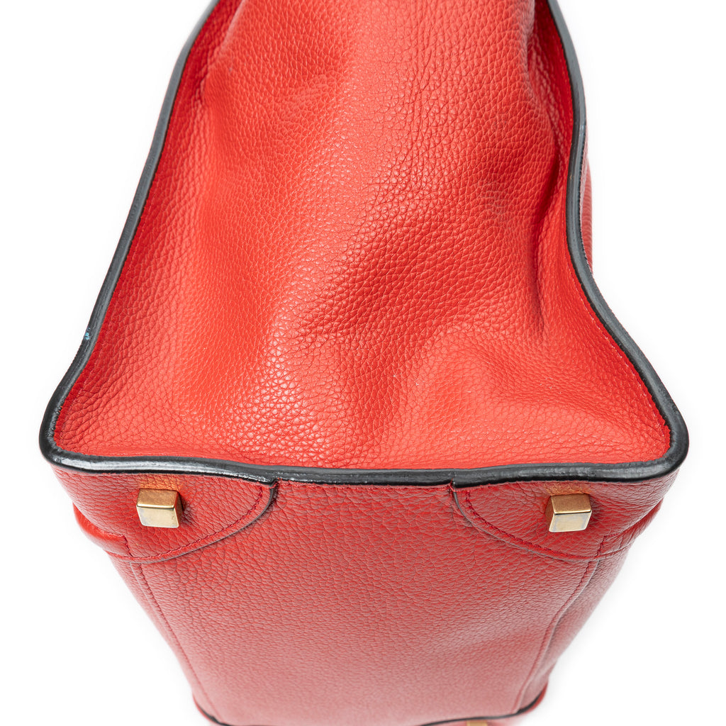 Shoulder Bag Mini Luggage Red Grained Leather