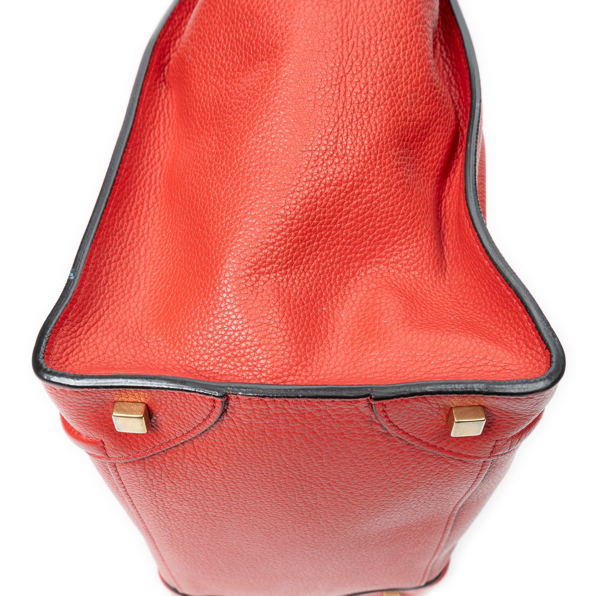 Shoulder Bag Mini Luggage Red Grained Leather