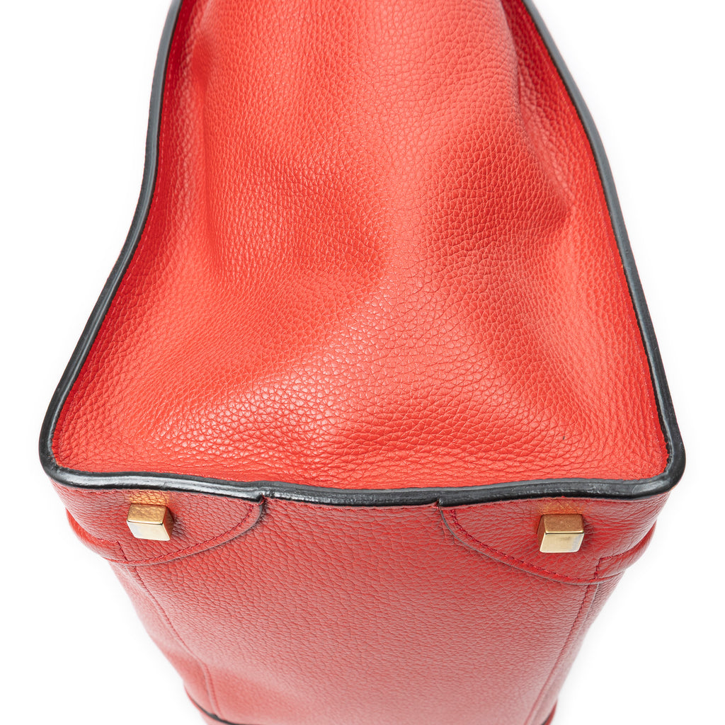 Shoulder Bag Mini Luggage Red Grained Leather