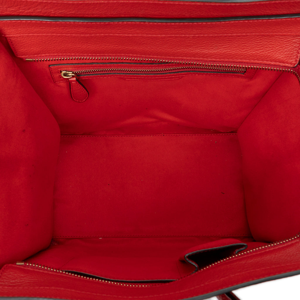 Shoulder Bag Mini Luggage Red Grained Leather