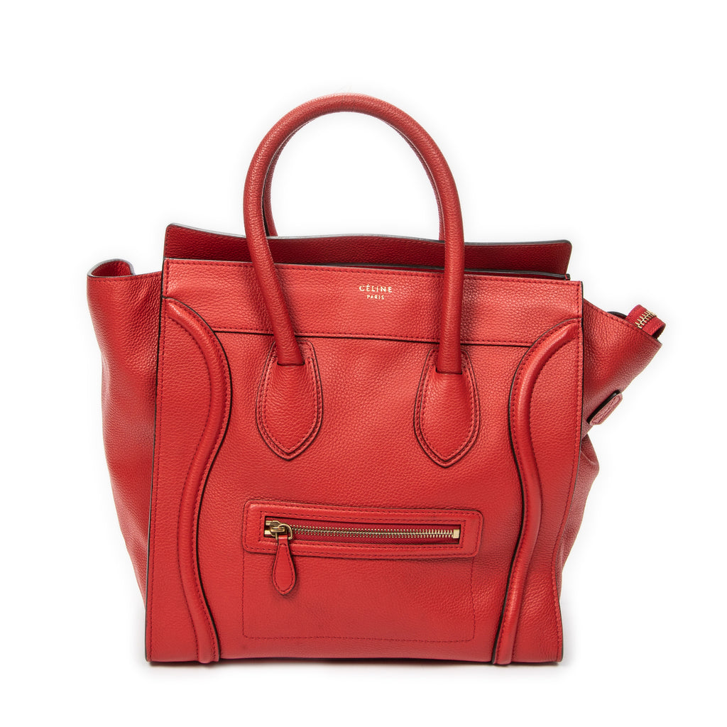 Handbag Mini Luggage Red Grained Leather
