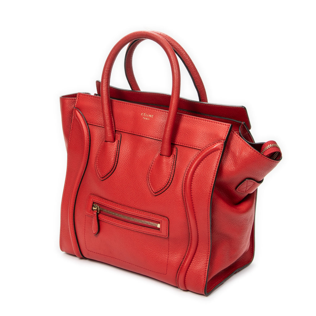 Handbag Mini Luggage Red Grained Leather