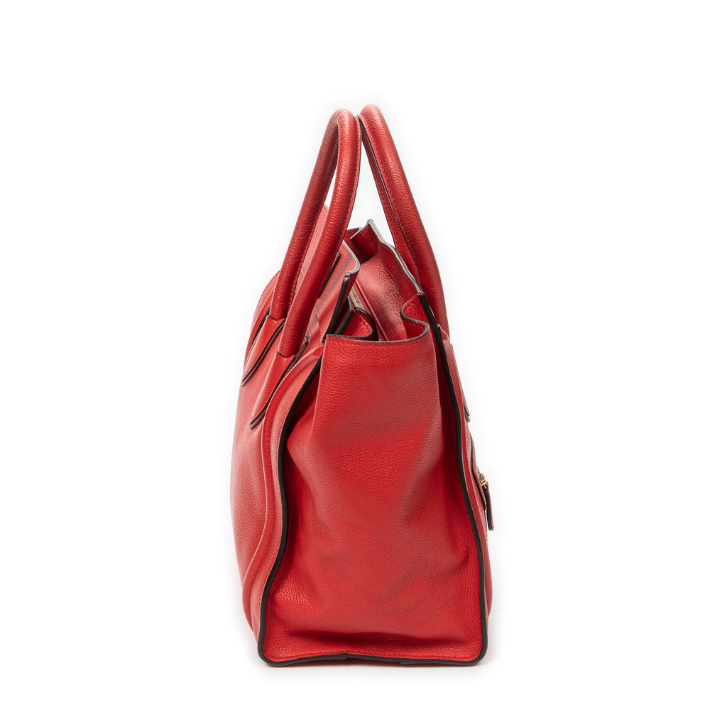 Handbag Mini Luggage Red Grained Leather