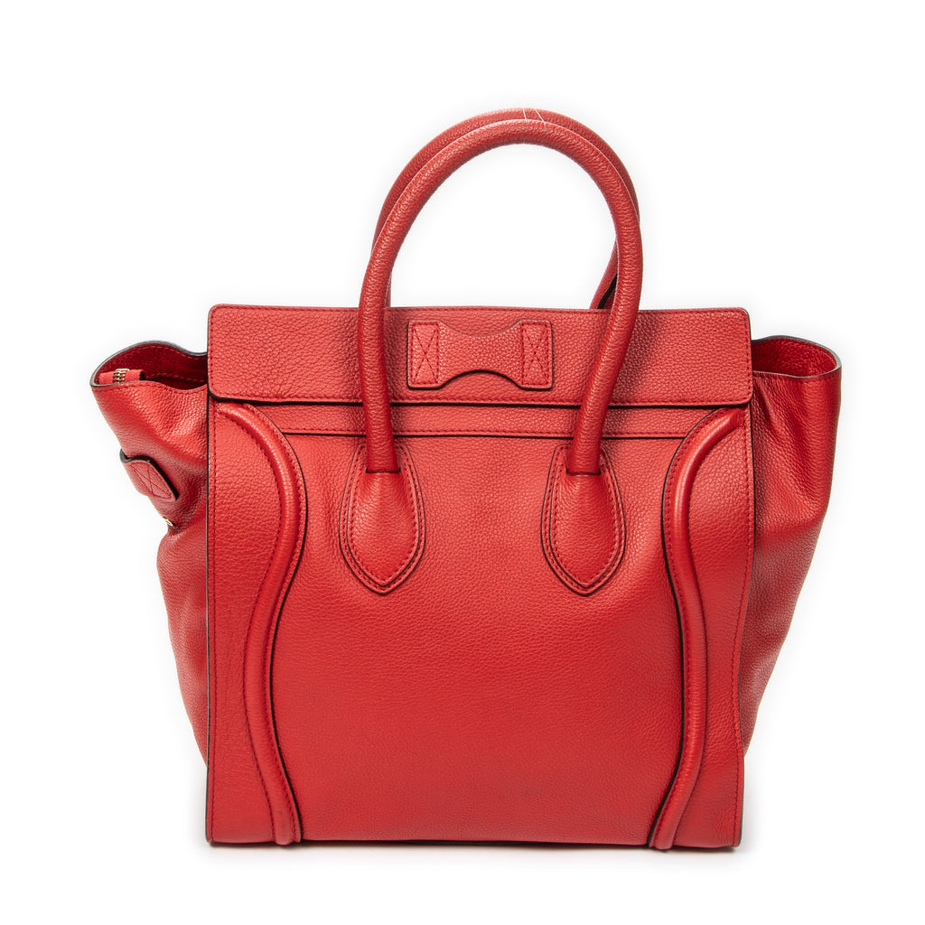 Handbag Mini Luggage Red Grained Leather