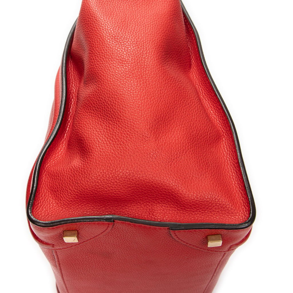 Handbag Mini Luggage Red Grained Leather