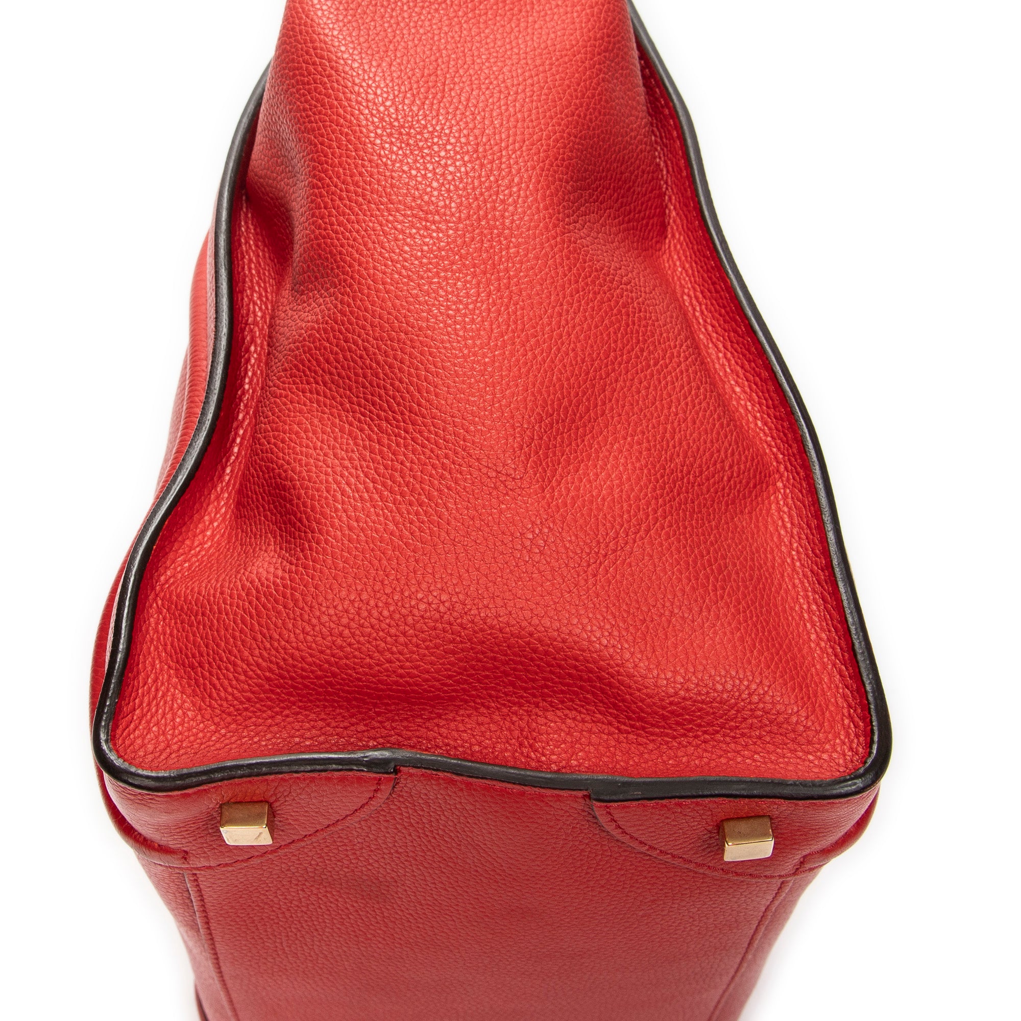 Handbag Mini Luggage Red Grained Leather