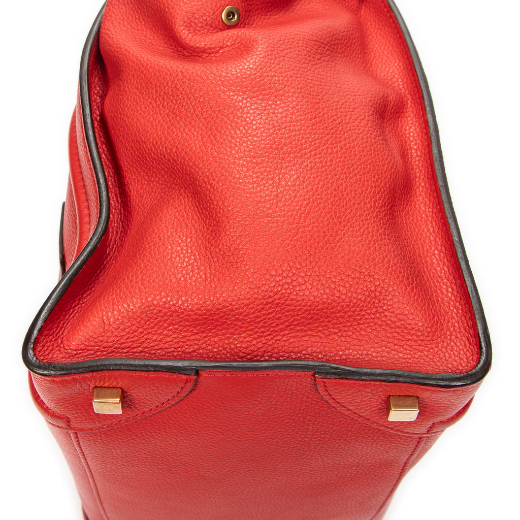 Handbag Mini Luggage Red Grained Leather