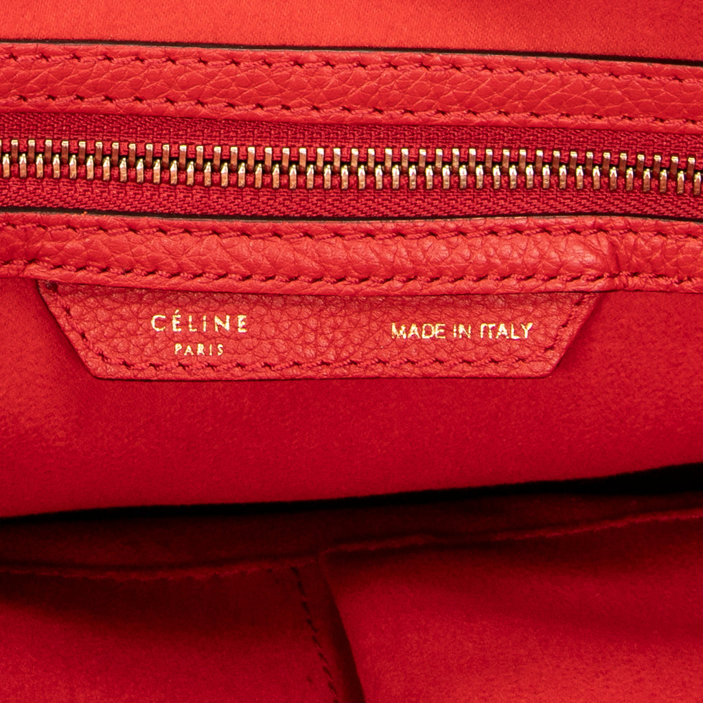 Handbag Mini Luggage Red Grained Leather