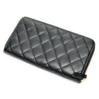 Wallet Classic Zip Around Wallet Black Quilted Caviar Leather