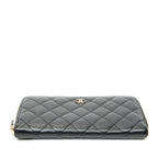 Wallet Classic Zip Around Wallet Black Quilted Caviar Leather