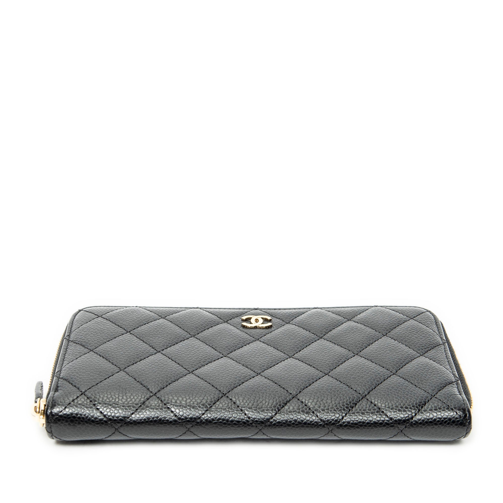 Wallet Classic Zip Around Wallet Black Quilted Caviar Leather