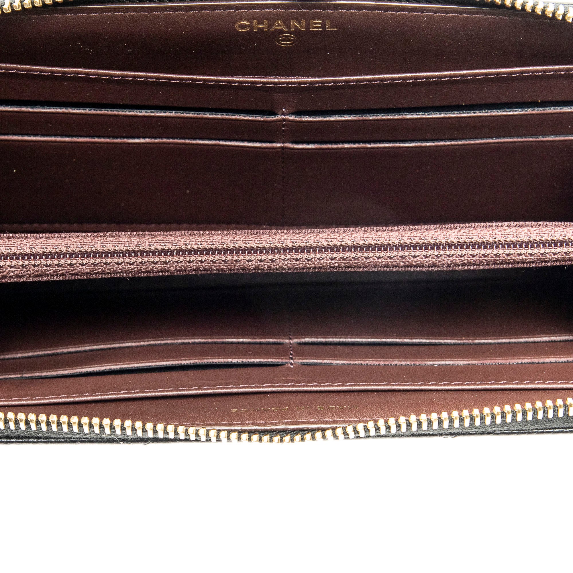 Wallet Classic Zip Around Wallet Black Quilted Caviar Leather