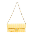 Shoulder Bag New Travel Line East West Chain Flap Yellow New Travel Line Print Nylon Canvas