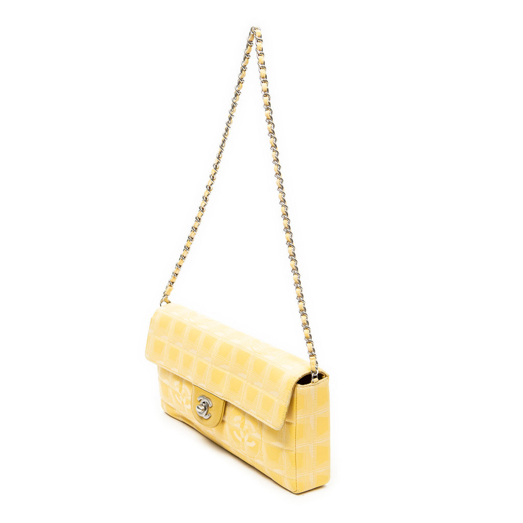 Shoulder Bag New Travel Line East West Chain Flap Yellow New Travel Line Print Nylon Canvas