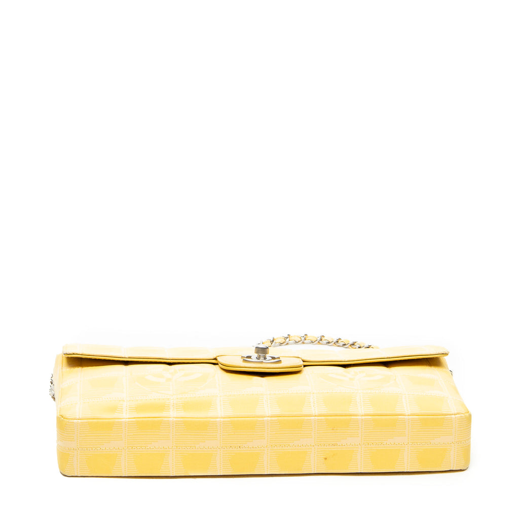 Shoulder Bag New Travel Line East West Chain Flap Yellow New Travel Line Print Nylon Canvas