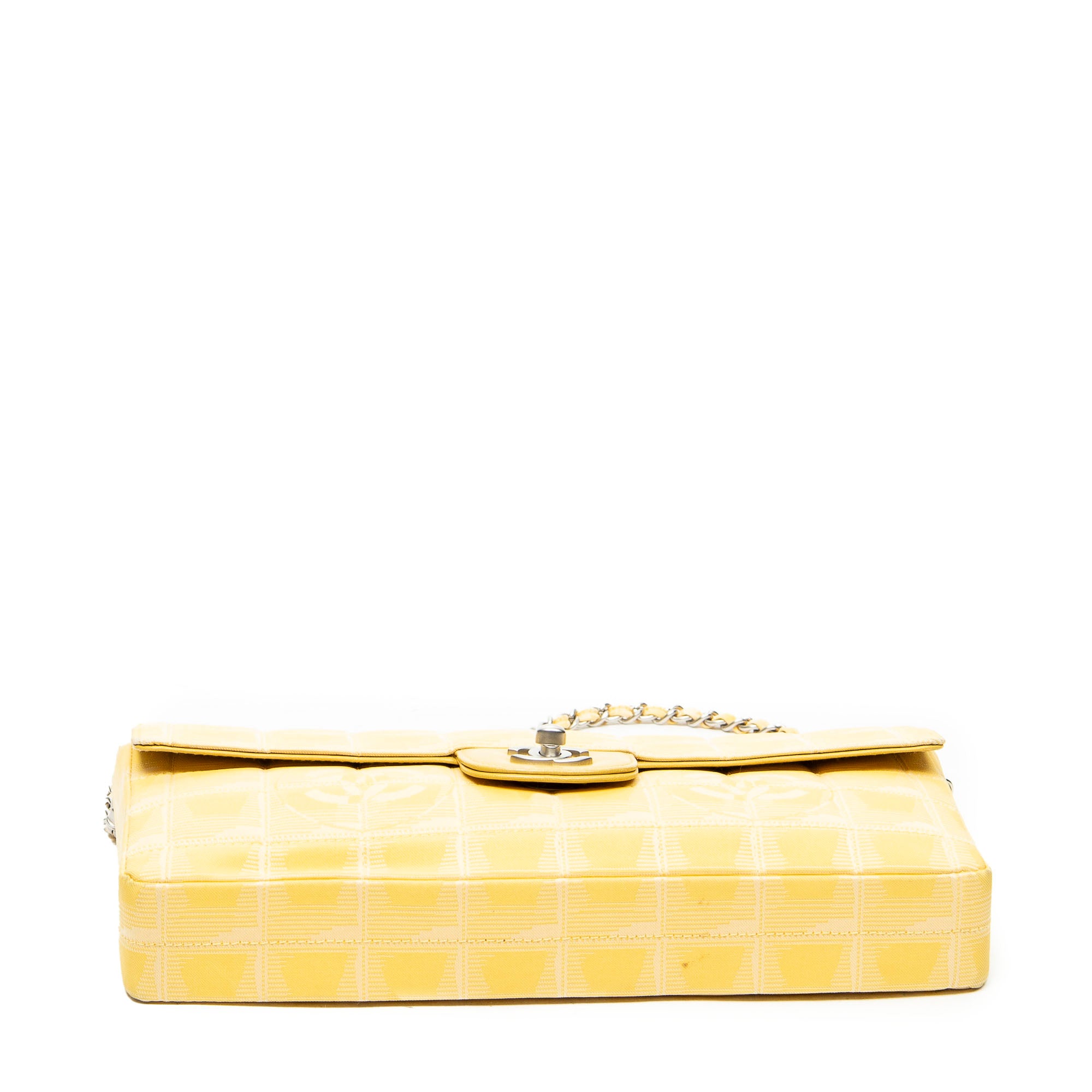 Shoulder Bag New Travel Line East West Chain Flap Yellow New Travel Line Print Nylon Canvas