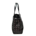 Shoulder Bag New Travel Line Small Shopping Tote Dark Brown New Travel Line Print Nylon Canvas