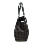Shoulder Bag New Travel Line Small Shopping Tote Dark Brown New Travel Line Print Nylon Canvas