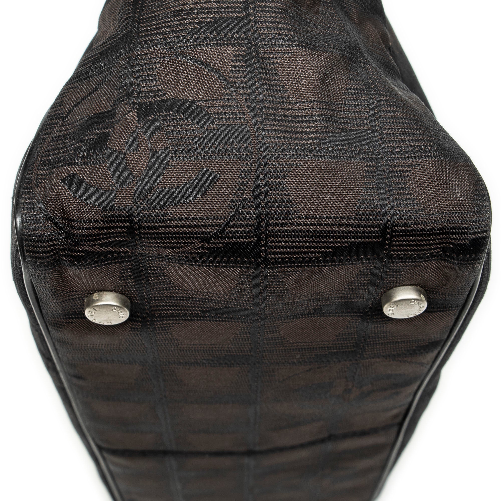 Shoulder Bag New Travel Line Small Shopping Tote Dark Brown New Travel Line Print Nylon Canvas