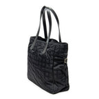 Shoulder Bag New Travel Line Zip Shopping Tote Black New Travel Line Print Nylon Canvas