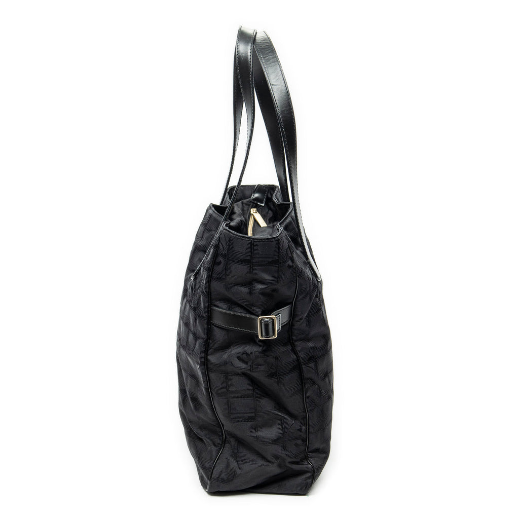 Shoulder Bag New Travel Line Zip Shopping Tote Black New Travel Line Print Nylon Canvas