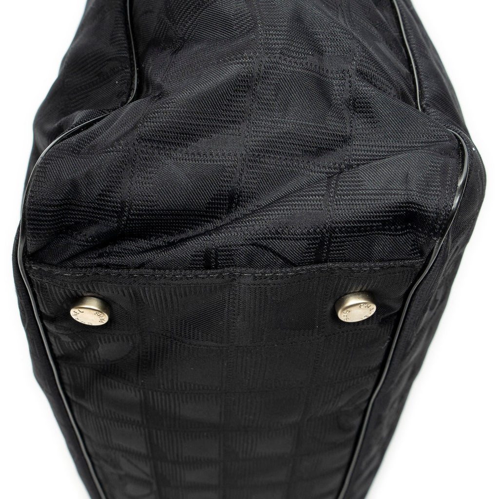 Shoulder Bag New Travel Line Zip Shopping Tote Black New Travel Line Print Nylon Canvas