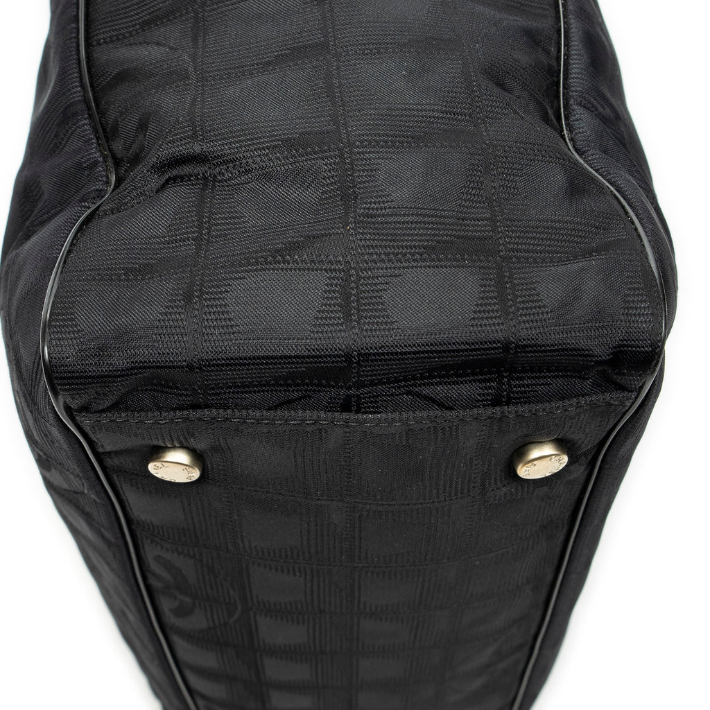 Shoulder Bag New Travel Line Zip Shopping Tote Black New Travel Line Print Nylon Canvas