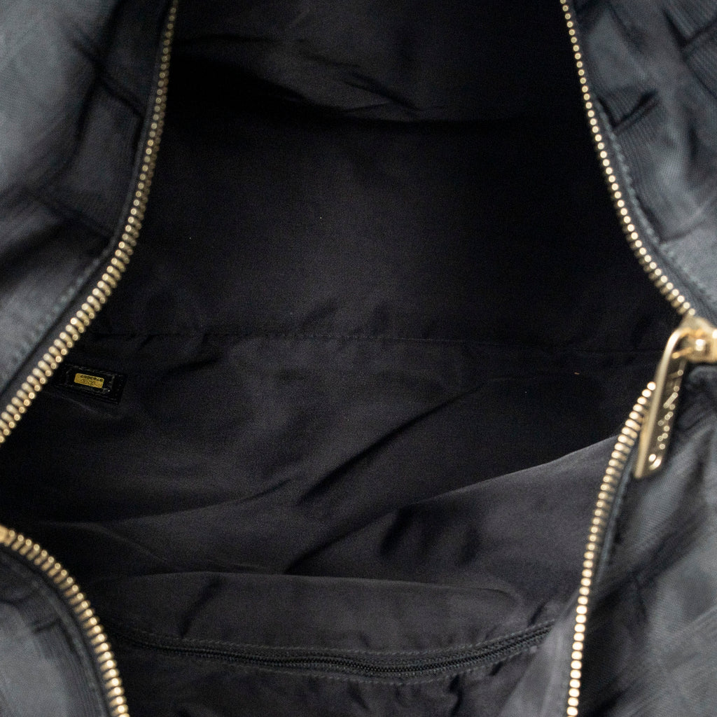 Shoulder Bag New Travel Line Zip Shopping Tote Black New Travel Line Print Nylon Canvas
