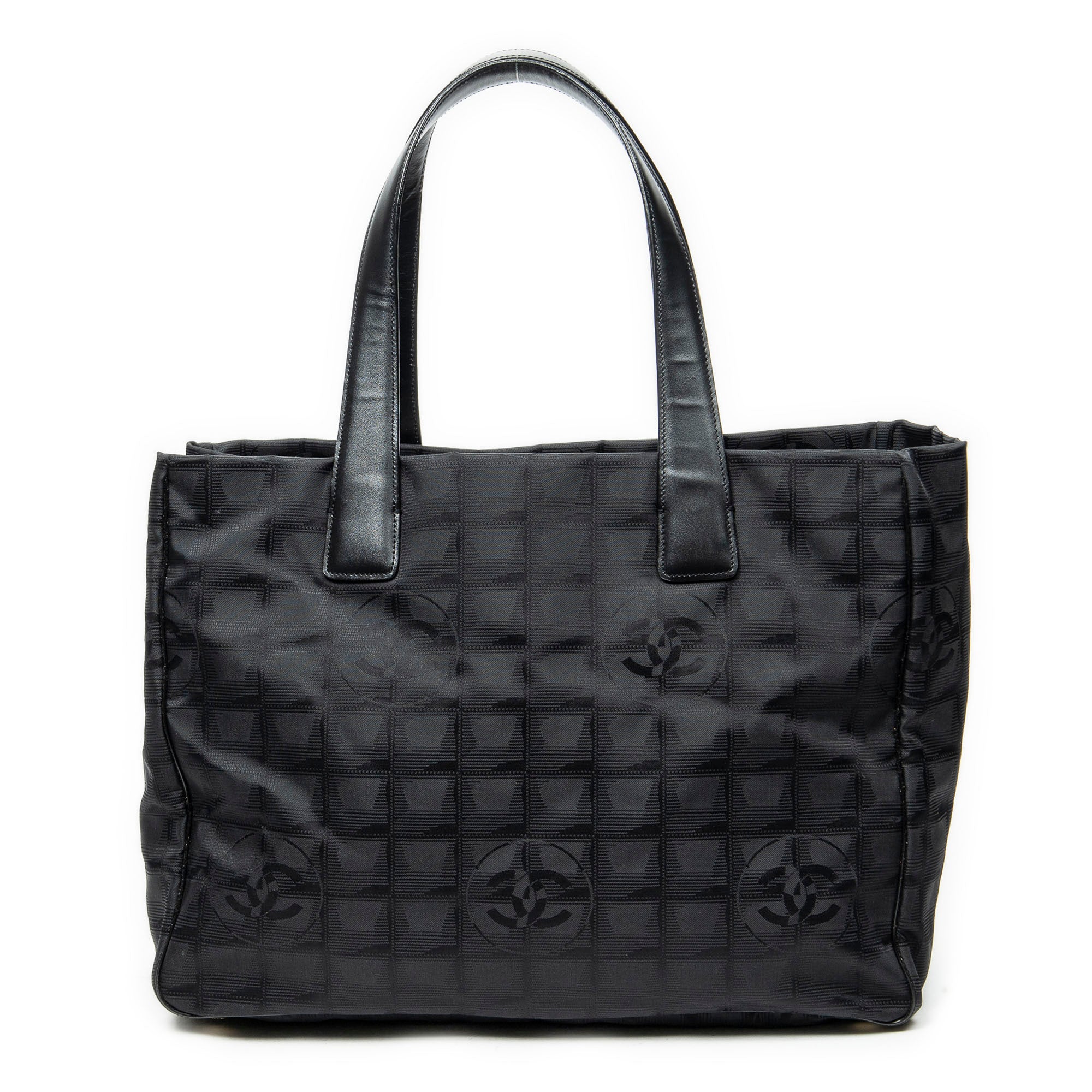 Shoulder Bag New Travel Line Medium Shopping Tote Black New Travel Line Print Nylon Canvas