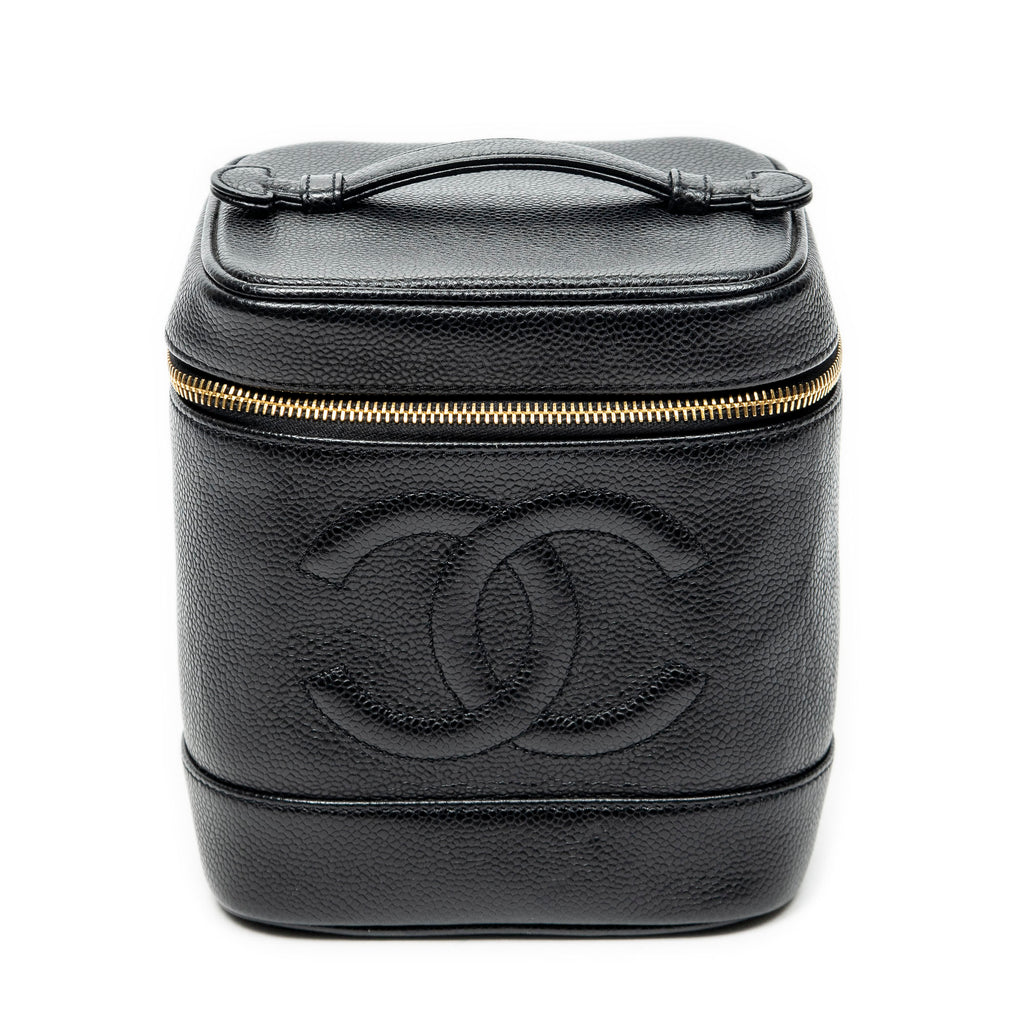 Pouch Timeless Tall Vanity Case Black Caviar Leather