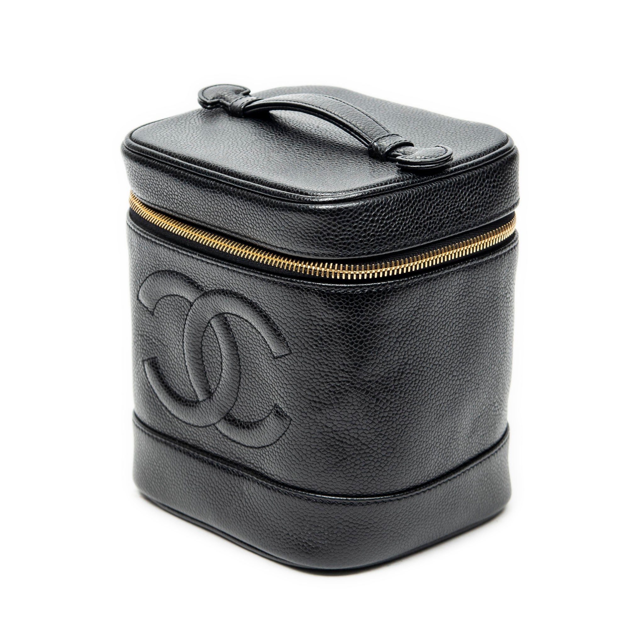 Pouch Timeless Tall Vanity Case Black Caviar Leather