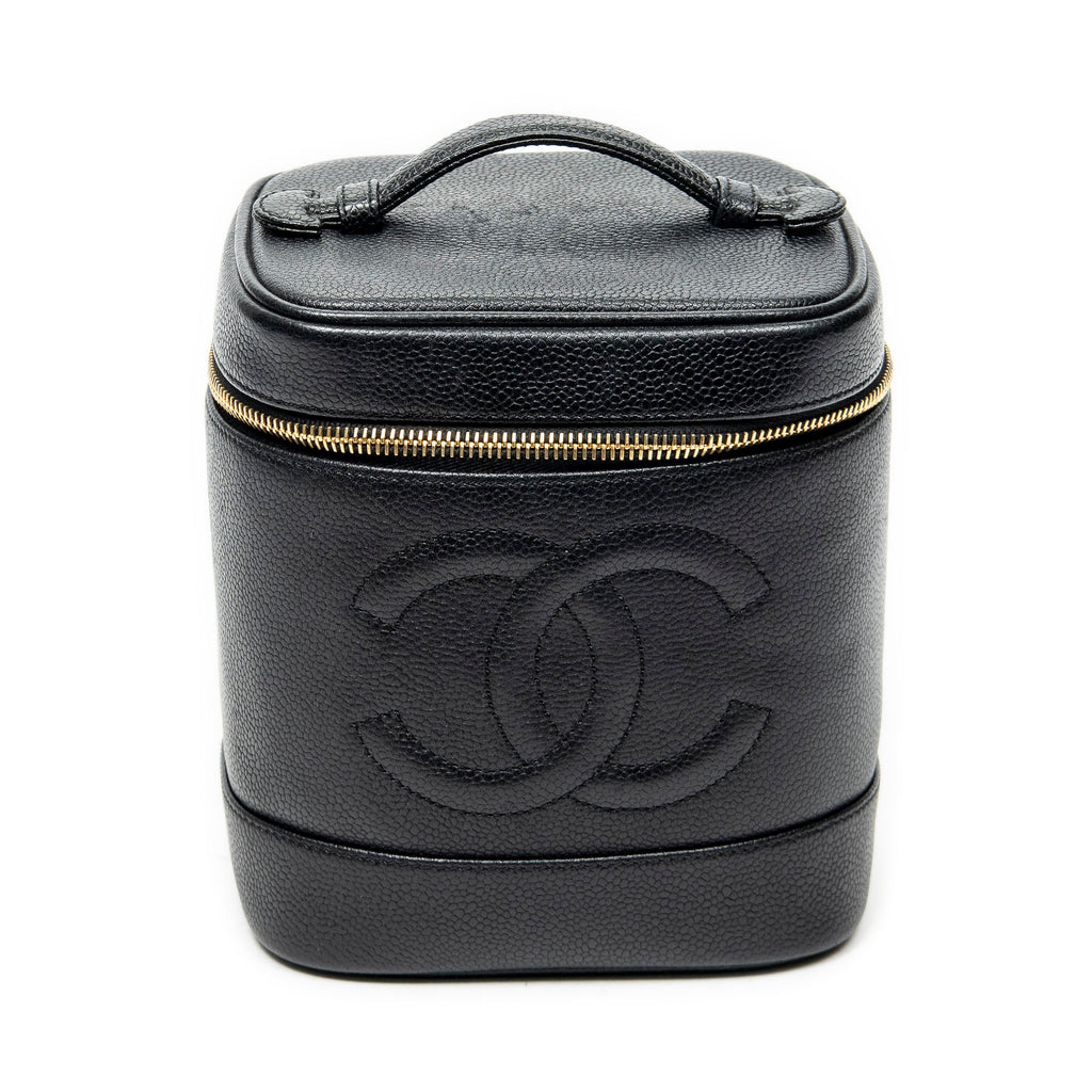 Pouch Timeless Tall Vanity Case Black Caviar Leather
