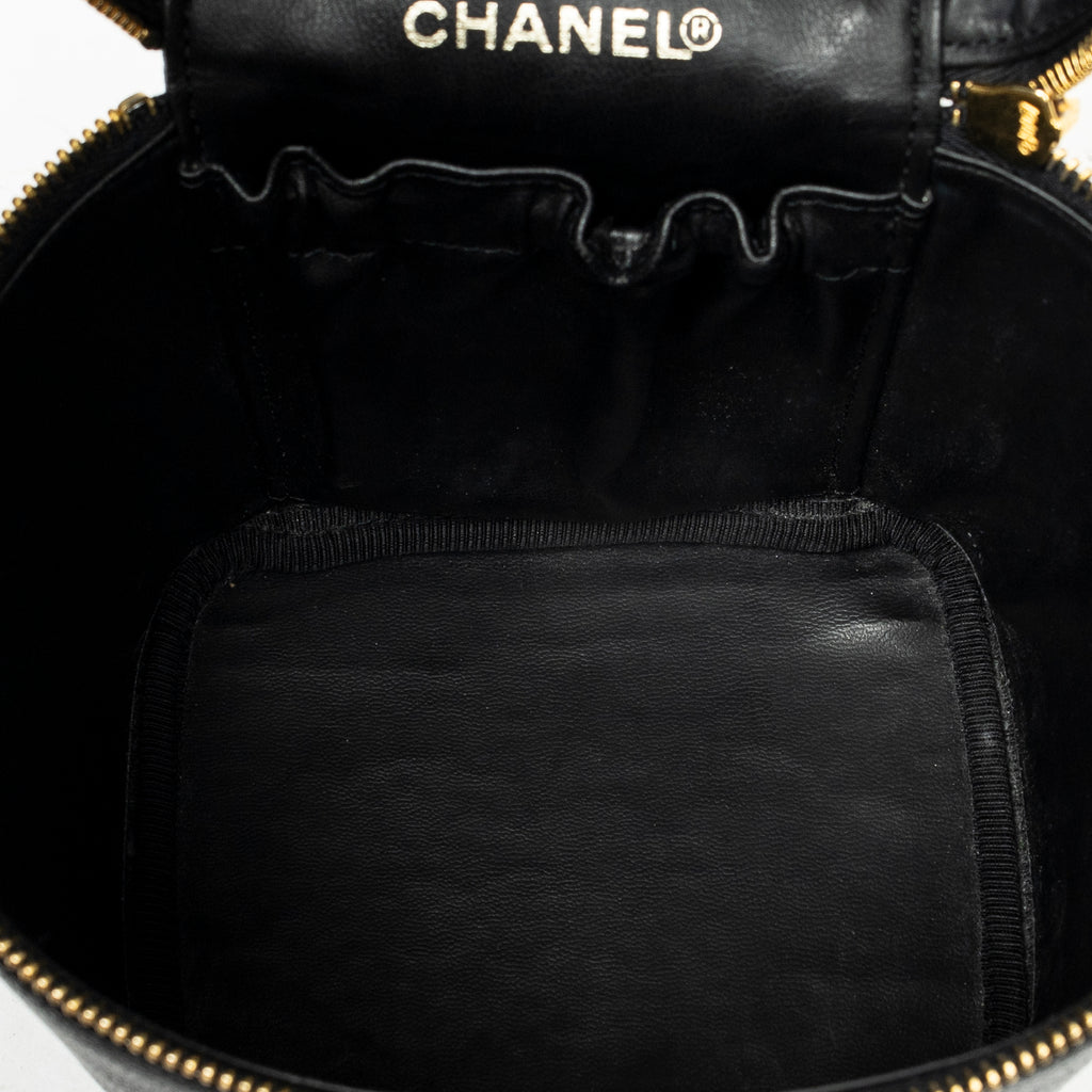 Pouch Timeless Tall Vanity Case Black Caviar Leather