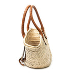 Shoulder Bag Medium Marcie Basket Brown Raffia Canvas