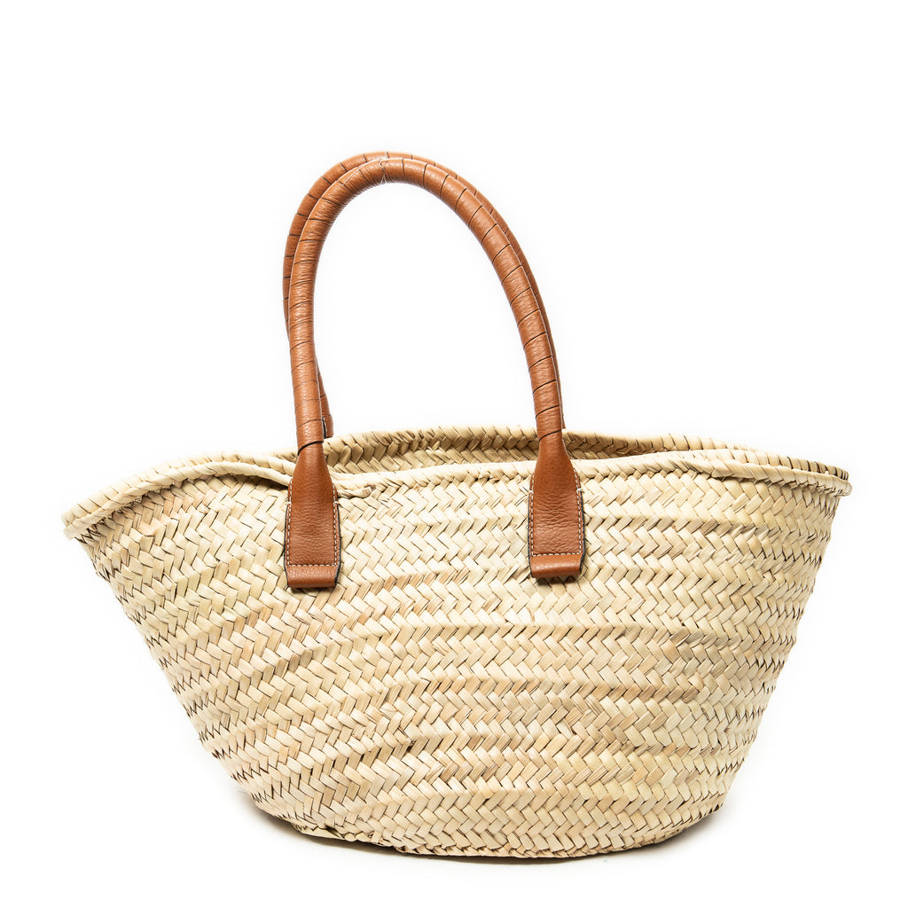 Shoulder Bag Medium Marcie Basket Brown Raffia Canvas