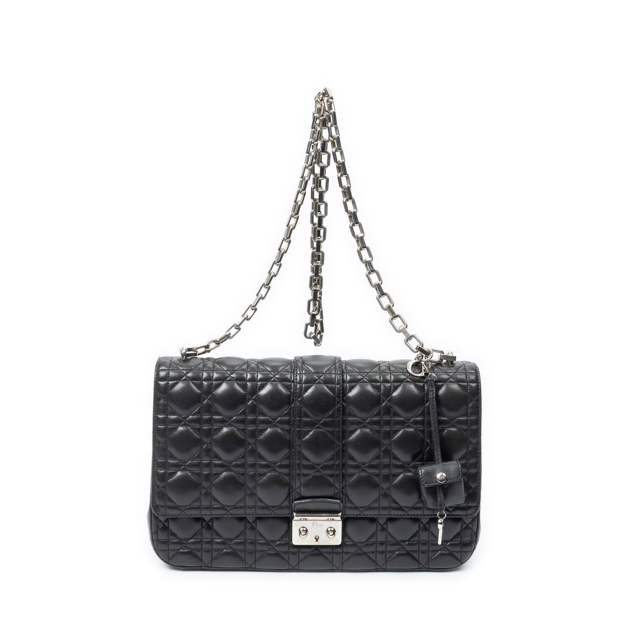 Shoulder Bag Large Miss Dior Flap Black Cannage Lambskin Leather