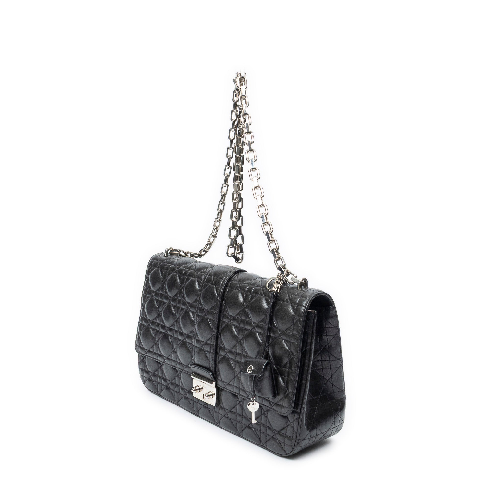 Shoulder Bag Large Miss Dior Flap Black Cannage Lambskin Leather