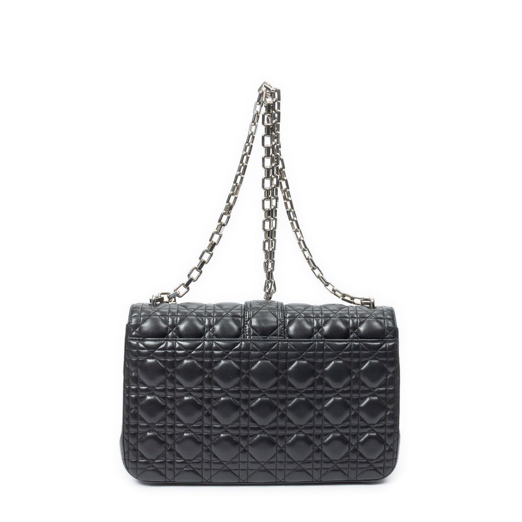 Shoulder Bag Large Miss Dior Flap Black Cannage Lambskin Leather