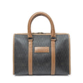 Handbag Vintage Boston Brown Honeycomb Coated Canvas