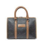 Handbag Vintage Boston Brown Honeycomb Coated Canvas